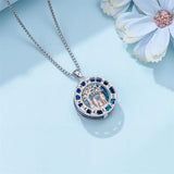 Sterling Silver Blue Crystal Tree of Life Father Daughter Mother Daughter Sister Pendant Necklace