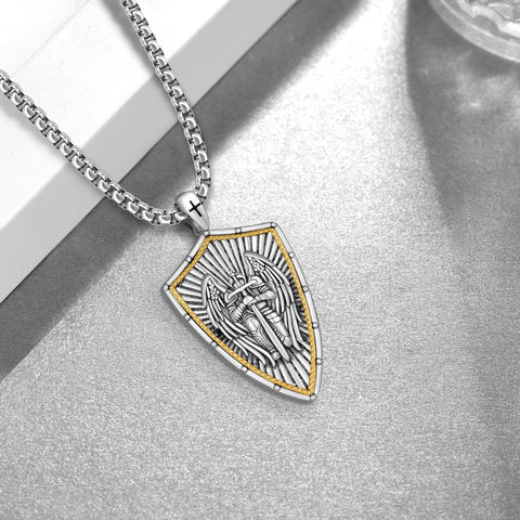 14K Gold Plated Masonic Cross Compass St Michael St Christopher Santa Muerte Star of David Pendant Necklace