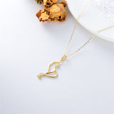 14K Yellow Gold Cubic Zirconia Cat Pendant Necklace