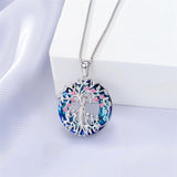 Sterling Silver Crystal Tree of Life Family Pendant Necklace for 1 to 5 Children