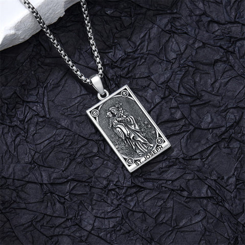 Sterling Silver Saint Anthony Saint Jude Saint Christopher   Saint Michael Amulet Religious Pendant Necklace
