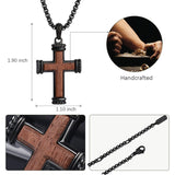 14K Gold Plated Wooden Abalone Shell Cross Pendant Necklacefor Men