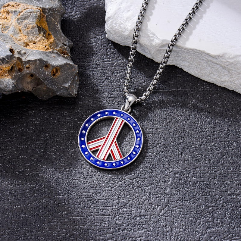 Sterling Silver Peace Sign Coexist Peace Symbol Pirate Tree of Life Thor's Hammer Wolf Raven Viking Series Necklace