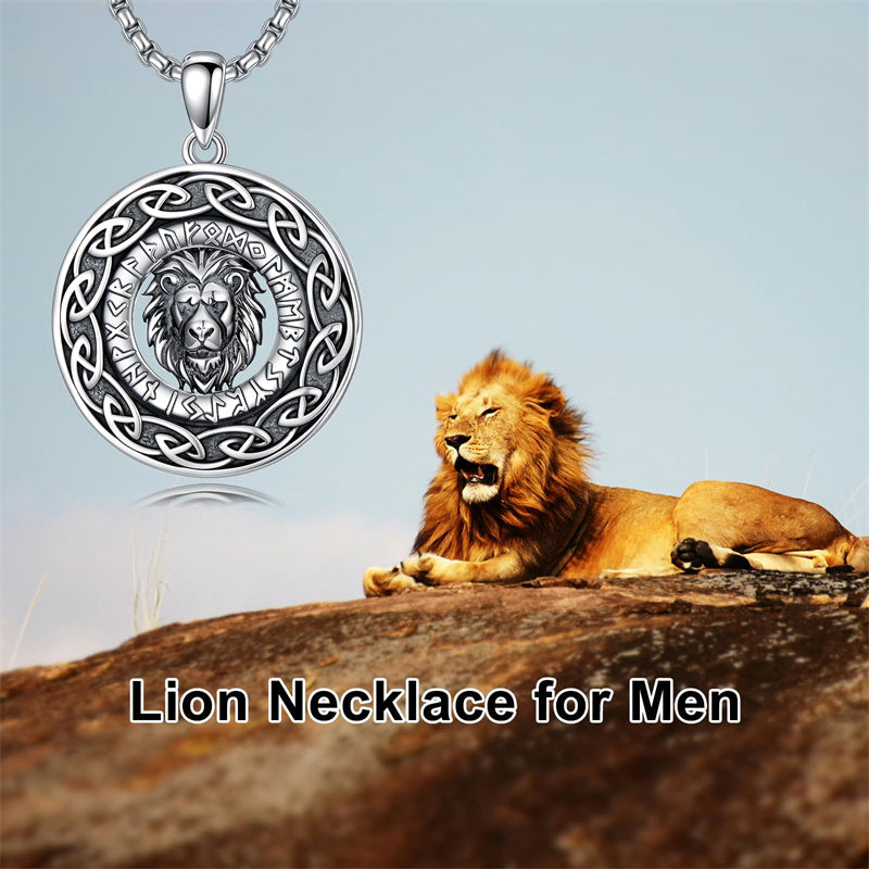 Sterling Silver Oxidized Tiger Wolf Lion Leopard Pendant Necklace for Men
