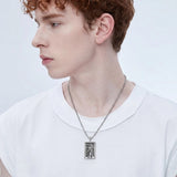 Sterling Silver Tarot Card Pendant  Necklace for Men Gothic Amulet Jewelry
