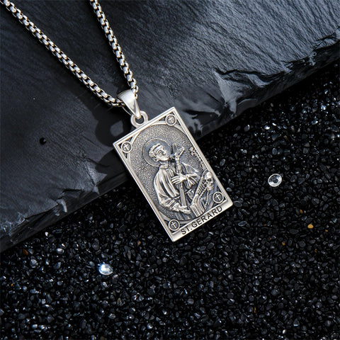 Sterling Silver Saint Anthony Saint Jude Saint Christopher   Saint Michael Amulet Religious Pendant Necklace