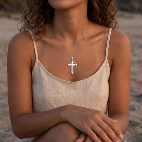 Sterling Silver Cross Pendant Necklace Gift for Anniversary Christmas