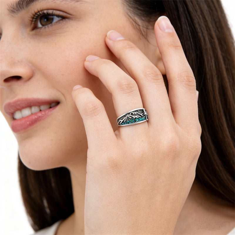 Sterling Silver Turquoise  Dragonfly Hummingbird Turtle Butterfly Mountain Celtic Knot Lotus Ring  Gifts for Women