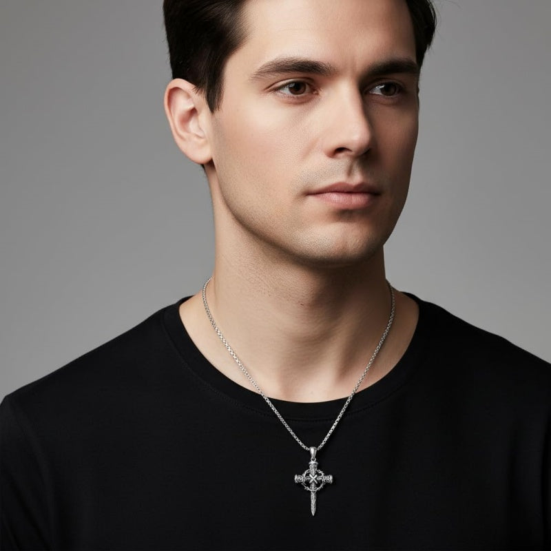 Sterling Silver Cross Pendant Necklace Christian Religious Jewelry Gifts for Anniversary