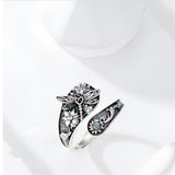 Sterling Silver Oxidized Dragonfly Butterfly Hummingbird Sea Turtle Anchor Cross Tree of Life Sunflower Spoon Ring