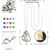 14K Gold Plated Birthstone Love Rose Pendant Necklace Anniversary Christmas Birthday Jewelry Gifts for Women