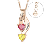 Sterling Silver Personalized  Birthstone Engraved Pendant Necklace for Women