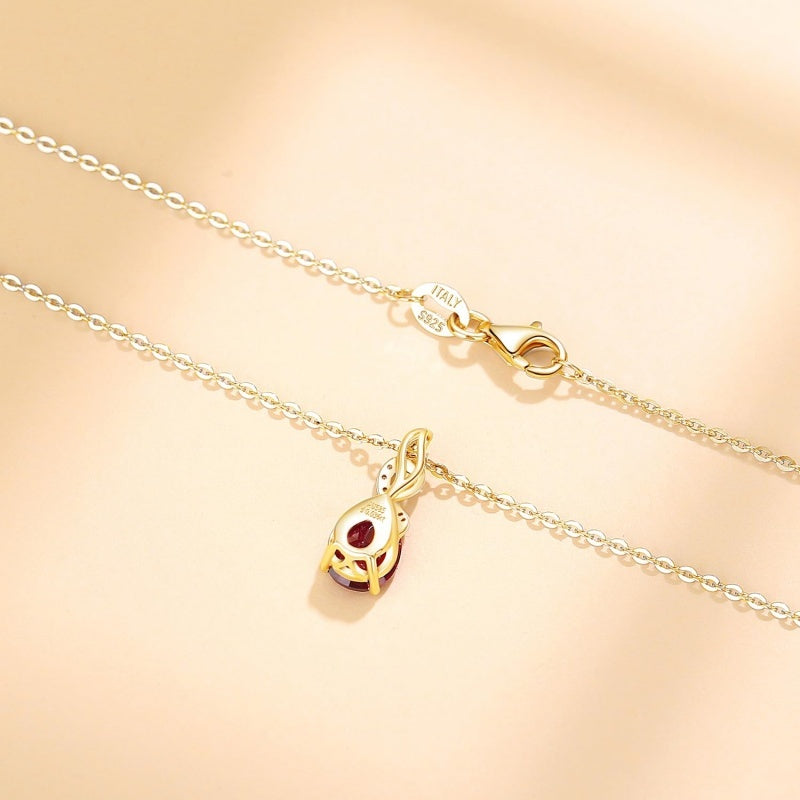 14K Gold Plated  Teardrop Birthstone Pendant Necklace Birthday Gifts for Women