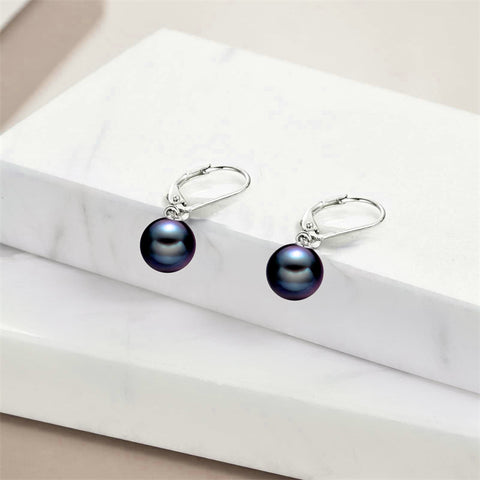 Sterling Silver Pearl Leverback Earrings