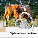 Highland Cow Necklace  Sterling Silver Highland Cow Jewelry Gifts for Women Girls Animal Cow Lover Christmas Gifts