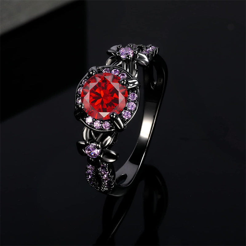 Copper Created Opal Mystic Topaz Amethyst Garnet Eternity Ring for Women