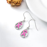 925 Sterling Silver Breast Cancer Awareness  Drop Earrings