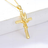 14K Gold Plated Cross Pendant Necklace for Women
