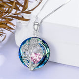 Sterling Silver Crystal Birthstone 12 Birth Flower  Pendant  Necklace