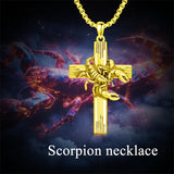 Sterling Silver Scorpion Cross Pendant Necklace for Men