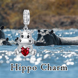 Sterling Silver 12 Months Birthstone Hippo Charm Beads