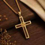 14K Gold Plated Wooden Cross Pendant Necklace Christian Catholic Jewelry Religious Gift
