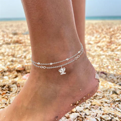 Sterling Silver Multi-layered Animal Anklet