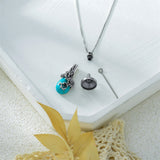 Sterling Silver Teardrop Rose Turquoise Sunflower Turquoise Urn Necklace For Ashes