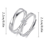 Copper Cubic Zirconia Cross  Adjustable Couple Rings