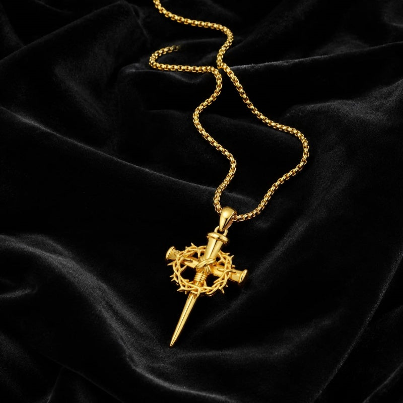 Cross Pendant Necklace  14K Gold Plated Christian Faith Jewelry