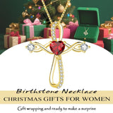 14K Gold Plated Heart Birthstone Infinity Religious Cross Pendant Necklace for Women