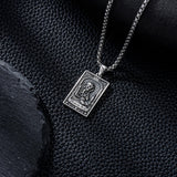 Sterling Silver Tarot Card Pendant  Necklace for Men Gothic Amulet Jewelry