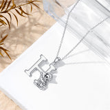 Sterling Silver Initial Cat Pendant Necklace