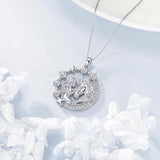 Sterling Silver Cubic Zirconia Raccoon Cat Dog Corgi Otter Highland Cow Pendant Necklace Gift for Birthday Christmas