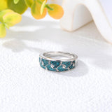 Sterling Silver Turquoise Butterfly Lotus Pet Paw Ring for Women