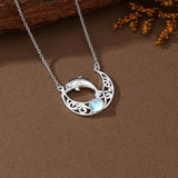 Sterling Silver Moonstone Celtic Knot Raccoon Otter Pig Dolphin Cow Pendant Necklace Birthday Mother's Day Gift