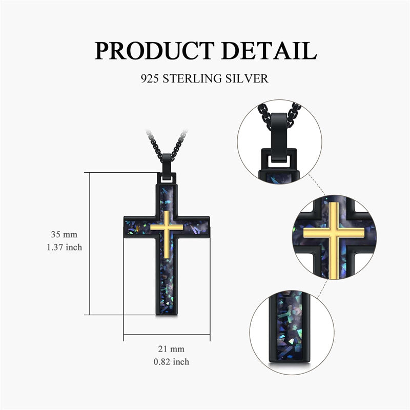 Sterling Silver Cross Religious Necklace for Men