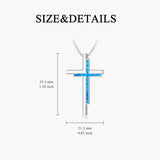Sterling Silver Opal Cross Pendant Necklace  for Women