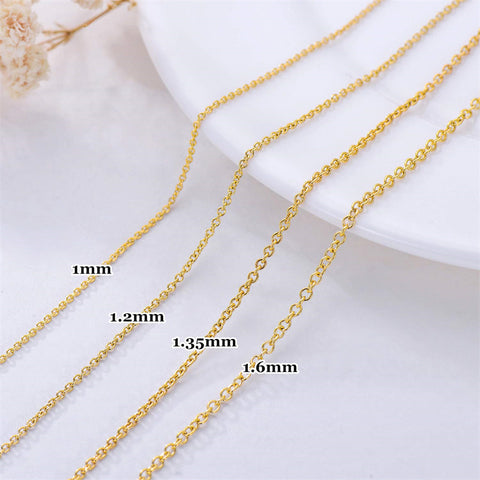 14k Gold 1mm 1.2mm 1.35mm 1.6mm Cable Chain Necklace