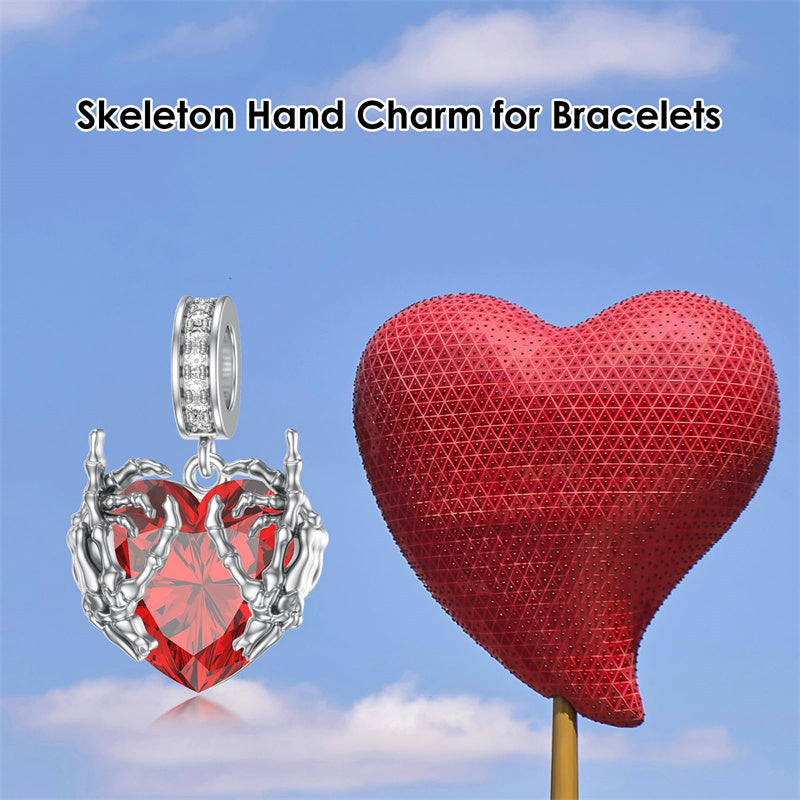 Sterling Silver Cubic Zircon Skeleton Hand Bead Charms