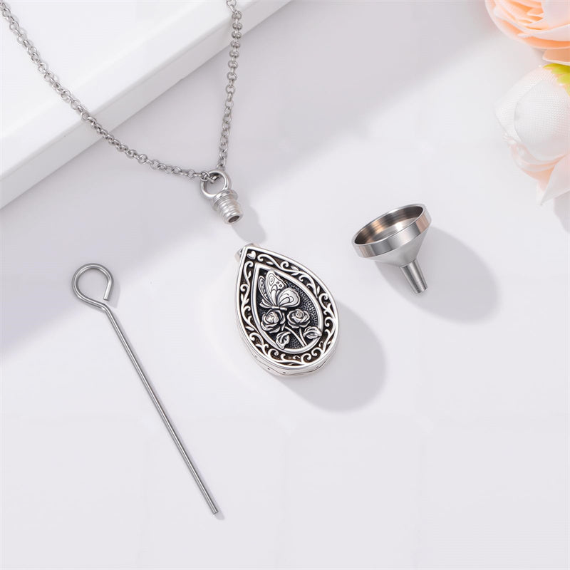 Sterling Silver Bumble Bee  Butterfly Cardinal Cross Dragonfly Hummingbird Paw Print Urn Necklace for Ashes
