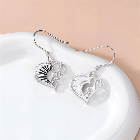 Sterling Silver Piano Drum Trumpet Music Dangle Earrings for Women