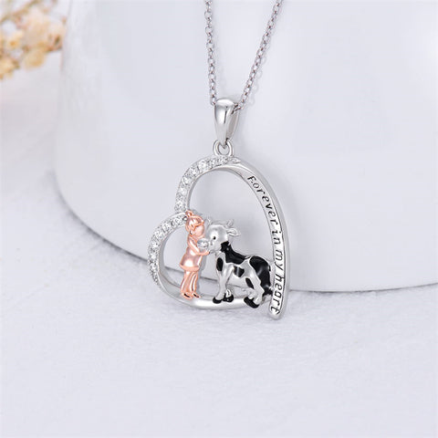 Sterling Silver Cow Pendant Necklace