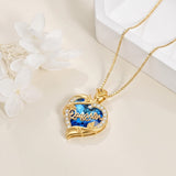 14K Gold Plated Heart Crystal Rose Mom  Sister Daughter Pendant Necklace for Woman
