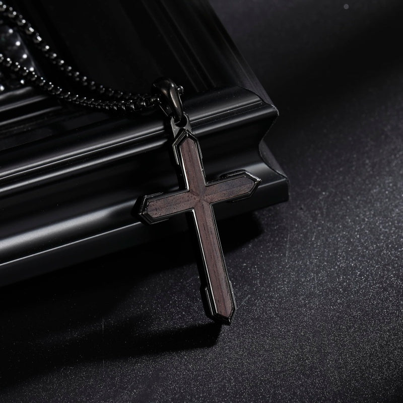 14K Gold Plated Wooden Cross Necklace  Christian Jewelry Gifts for Men