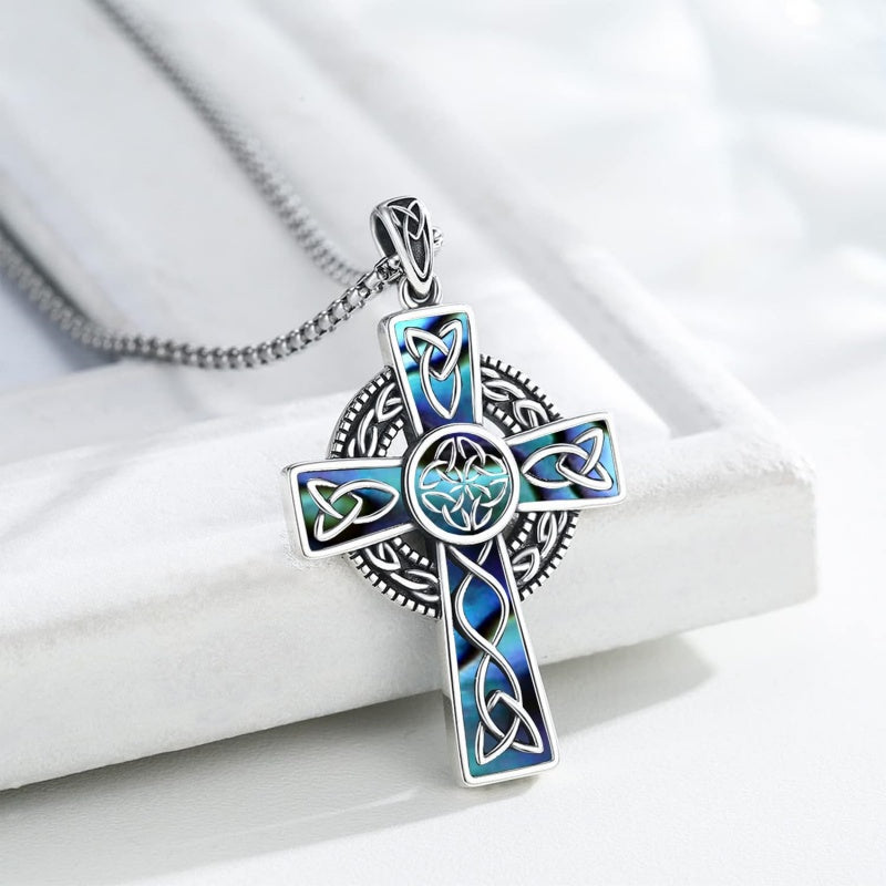 14K Gold Plated Celtic Vikin Cross Pendant Necklace Irish Jewelry Religious Protective Gift