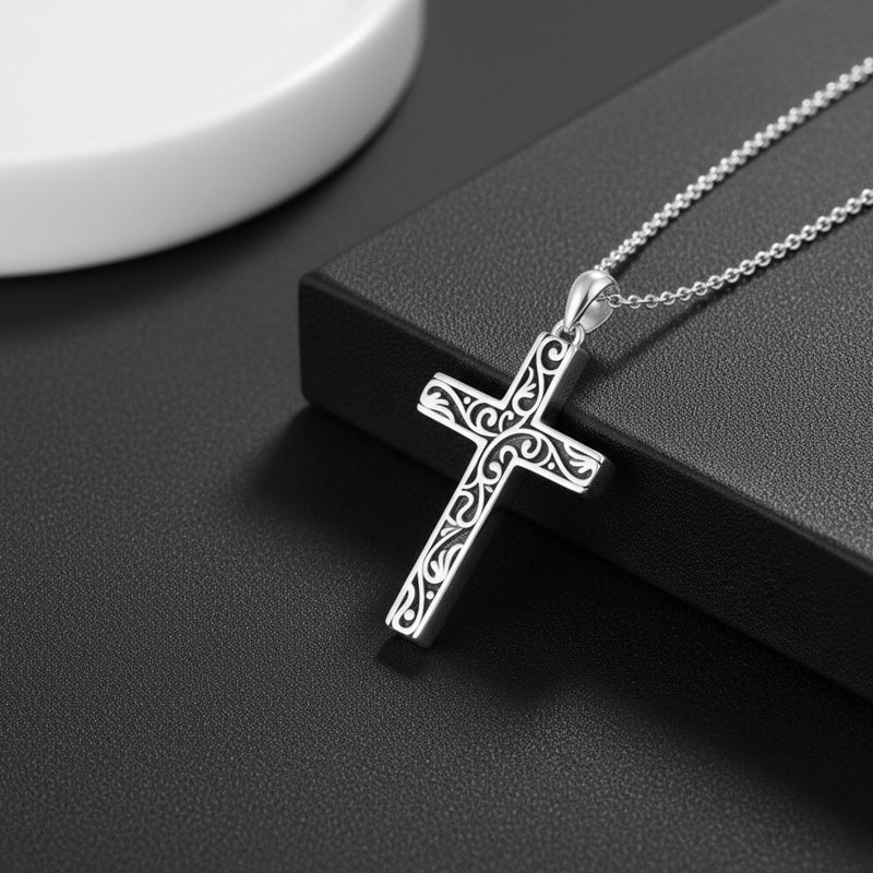 Sterling Silver Cross Pendant Necklace Christian Religious Jewelry Gifts for Anniversary