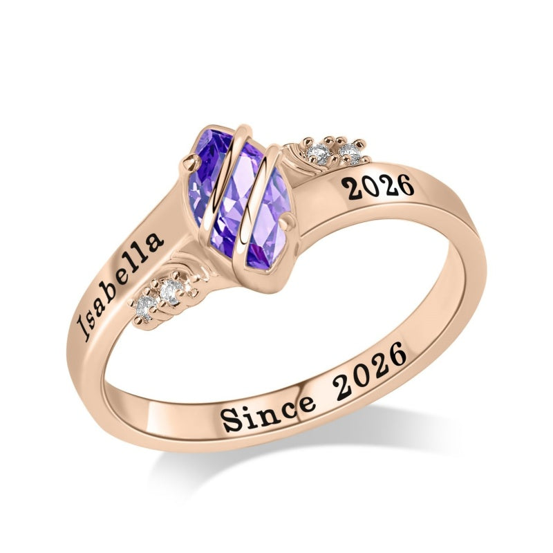 Copper Sterling Silver Personalized Birthstone High School College Class Ring Graduation Memorial Rings Gifts for Her