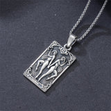 Sterling Silver Tarot Card 12 Zodiac Sign Pendant Necklace