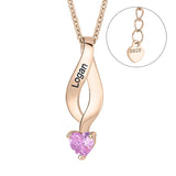 Sterling Silver Personalized  Birthstone Engraved Pendant Necklace for Women